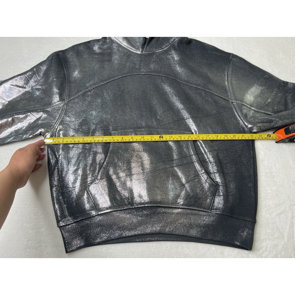 ZARA Womens Girls Metallic Silver Punk Gothic Rock Hoodie‎ Sweatshirt Size S - Picture 15 of 15